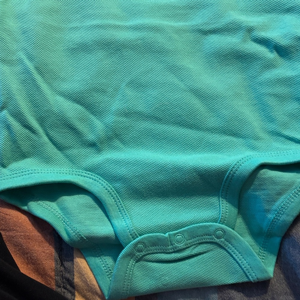 Ralph Lauren Toddler Polo Bodysuit Teal Green with Bear Embroidery - Picture 3 of 5